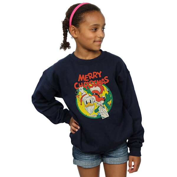 Disney Girls Donald Duck Merry Christmas Sweatshirt 12-13 år Navy Blue 12-13 Years