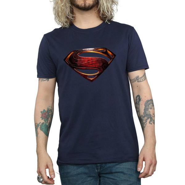 Superman Män Logotyp bomull T-shirt L Marinblå Navy Blue L