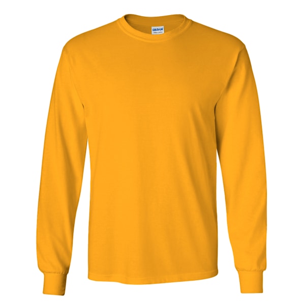 Gildan Herr Plain Crew Neck Ultra Cotton Långärmad T-shirt M Gold M