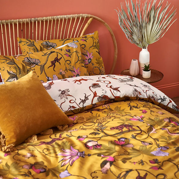 Furn Wildlings Tropiskt Täcke Set Singel Ockra Gul Ochre Yellow Single