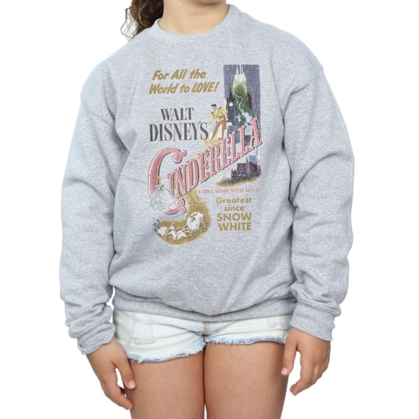 Disney Princess Girls Cinderella Retro Poster Sweatshirt 5-6 år Sports Grey 5-6 Years