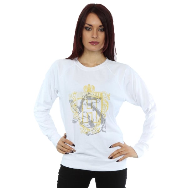 Harry Potter Dam/Damer Hufflepuff Badger Crest Sweatshirt M White M