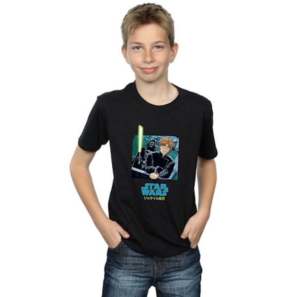 Star Wars Boys Vader And Luke Anime T-Shirt 7-8 År Svart Black 7-8 Years