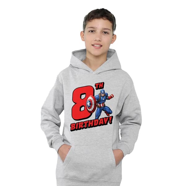 Captain America Barn/Kids 8-årsdag Heather Pull Over H Athletic Heather 5-6 Years