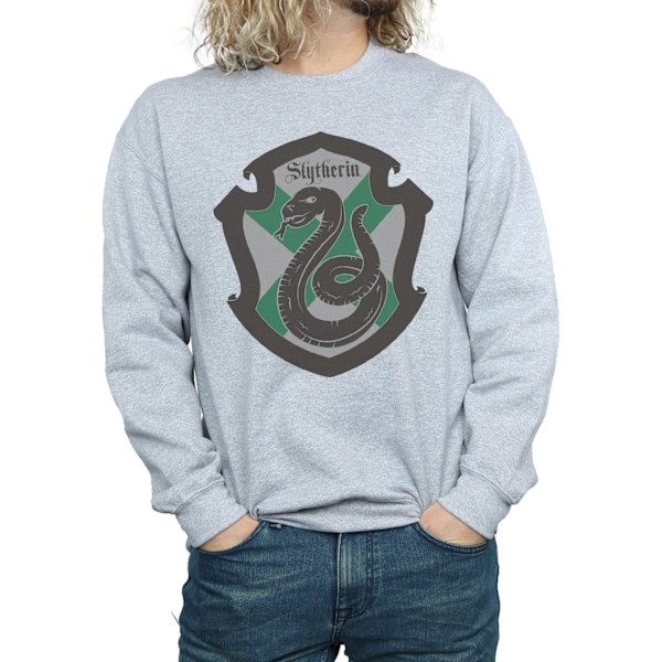 Harry Potter Herr Slytherin Crest Flat Sweatshirt 3XL Sports Grå Sports Grey 3XL
