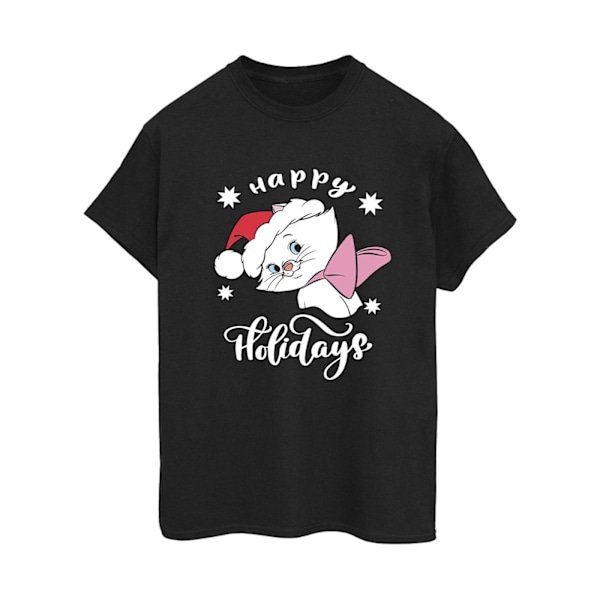 Disney Dam/Damer The Aristocats Happy Holidays Bomull Boyfriend T-Shirt Black 4XL