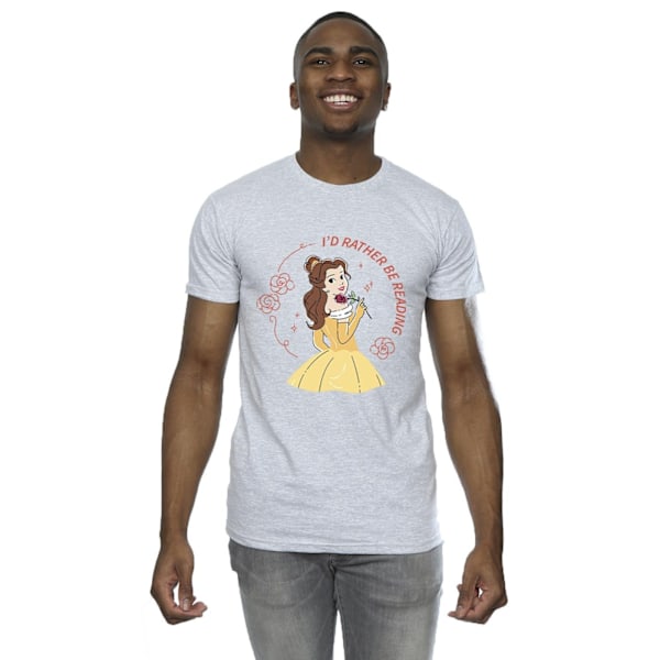 Disney Herrar Skönheten och Odjuret Jag Skulle Hellre Läsa T-shirt Sports Grey L