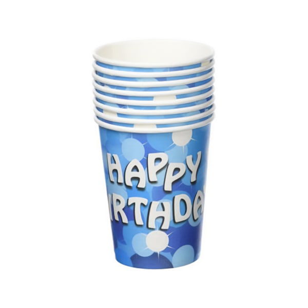 Amscan Sparkle Happy Birthday engångsmugg (8-pack) One Si Blue/White One Size