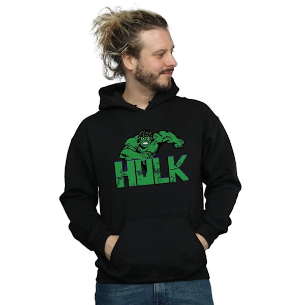 Marvel Herr Hulk Pixelated Hoodie L Svart Black L