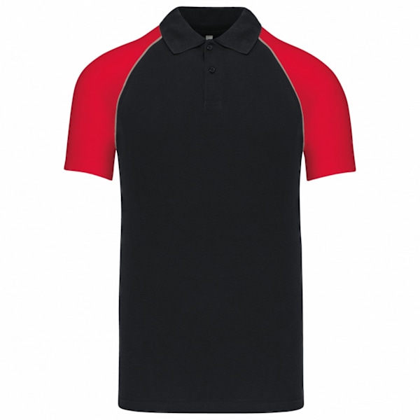 Kariban Herr Kontrast Pique Baseball Polo Shirt XL Svart/Röd Black/Red XL