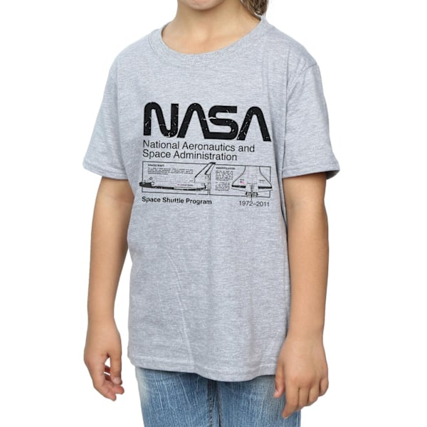 NASA Girls Classic Space Shuttle Bomull T-shirt 7-8 år Sport Sports Grey 7-8 Years