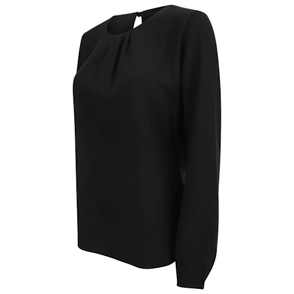 Henbury Dam/Damer Garn Plisserad Framtill Långärmad Blus 3XL Black 3XL