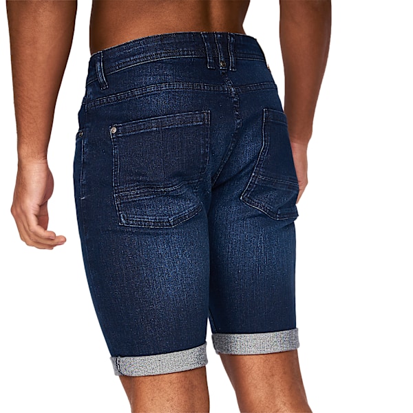 Crosshatch Herr Tadcaster Denim Shorts 34R Mörk Tvätt Dark Wash 34R