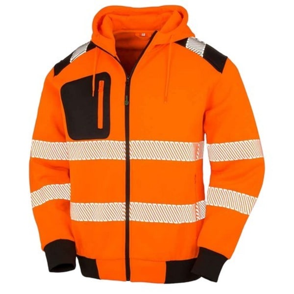 Result Äkta Återvunnen Säkerhetshoodie för Herr 4XL Fluorescerande Oran Fluorescent Orange/Black 4XL