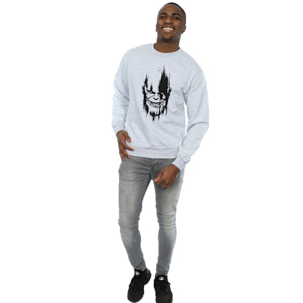 Marvel Herr Avengers Infinity War Thanos Ansikte Sweatshirt S Spor Sports Grey S