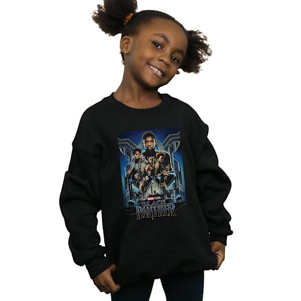 Marvel Studios Girls Black Panther Poster Sweatshirt 12-13 år Black 12-13 Years
