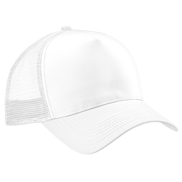 Beechfield Herr Halv Mesh Trucker Cap / Huvudbonad (2-pack) På White/White One Size