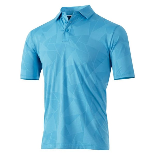 Island Green Herr Jacquard UV-skydd Golf Pikétröja L Turkos Turquoise L