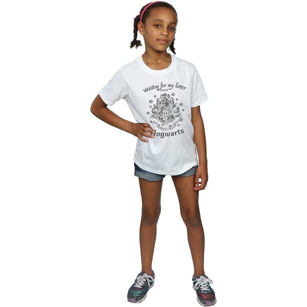 Harry Potter flickor väntar på mitt brev Hogwarts Crest bomull White 7-8 Years