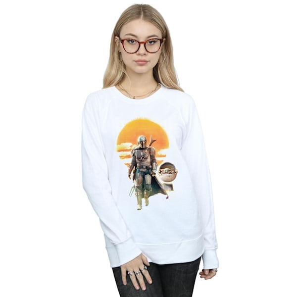 Star Wars Dam/Damer The Mandalorian Solnedgång Affisch Sweatshirt White L