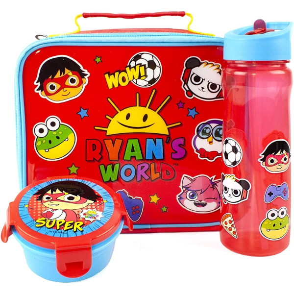set World Lunchbox för barn/barn (Pack of 3) One Size Red/Blue One Size