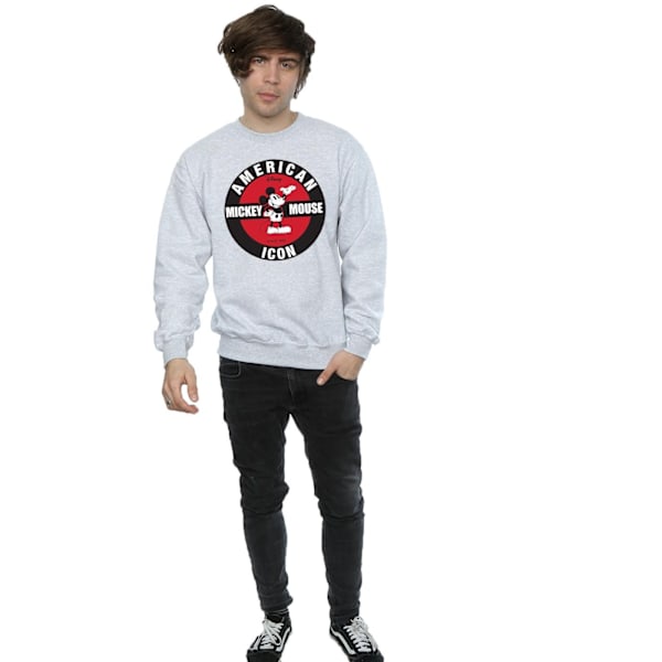 Disney Herr Mickey Mouse American Icon Sweatshirt 3XL Sports Grå Sports Grey 3XL
