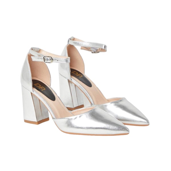 Dorothy Perkins Dam/Kvinnor Blanche Spetsiga Ankelrem Höga Silver 3 UK