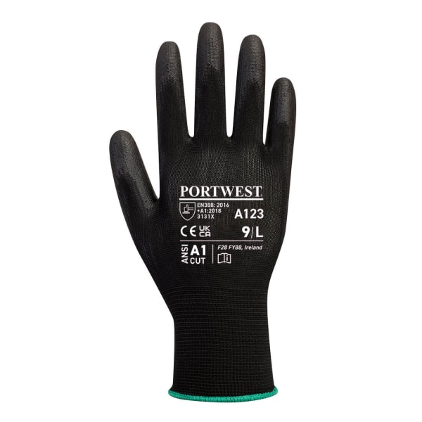 Portwest Unisex Adult A123 PU Palm Grip Handskar L Svart Black L
