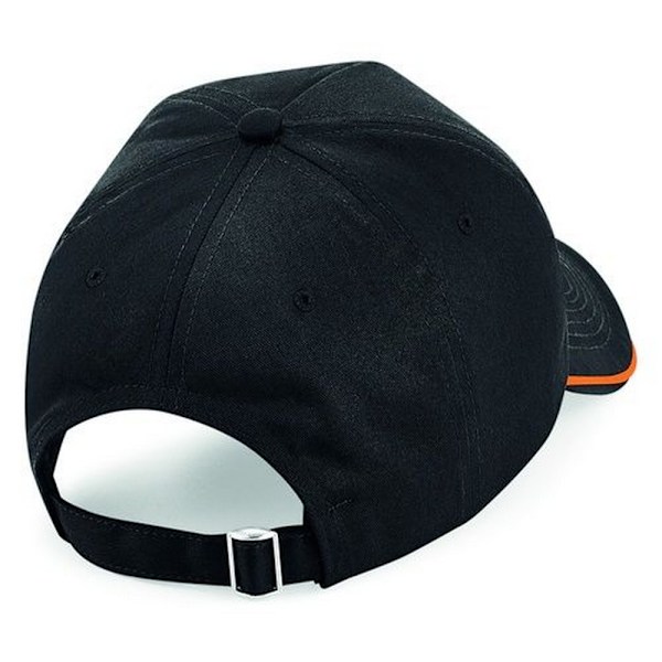 Beechfield Unisex Authentic 5-Panel Piped Peak Cap One Size Black/Orange One Size