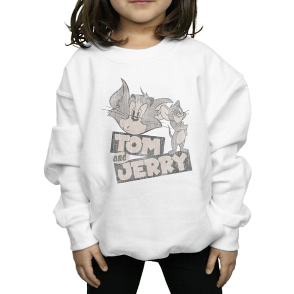 Tom And Jerry Girls Cartoon Wink Sweatshirt 5-6 År Vit White 5-6 Years