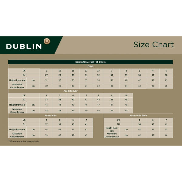 Dublin Adults Universal Tall Boots 7 UK Wide Black Black 7 UK Wide