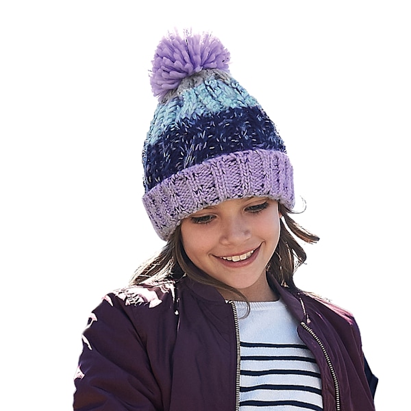 Beechfield Junior Corkscrew Pom Pom Beanie One Size Lavender Fi Lavender Fizz One Size