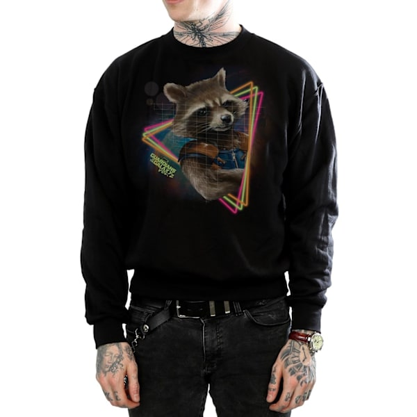 Marvel Herr Guardians Of The Galaxy Neon Rocket Sweatshirt L Bl Black L