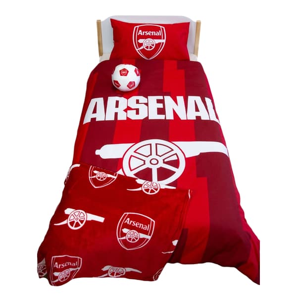 Arsenal FC Lightning Påslakanset Enkel Röd/Vit Red/White Single