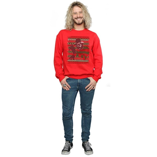A Nightmare On Elm Street Herr Jul Fair Isle Sweatshirt M Red M