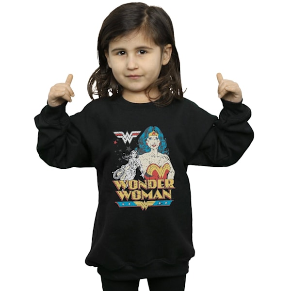 DC Comics Girls Wonder Woman Posing Sweatshirt 9-11 år Svart Black 9-11 Years