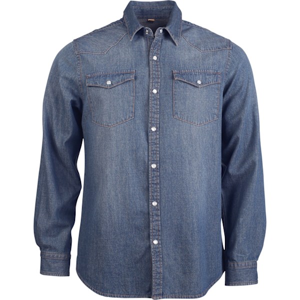 Kariban Herr Långärmad Casual Denimskjorta S Blå Jeans Blue Jean S