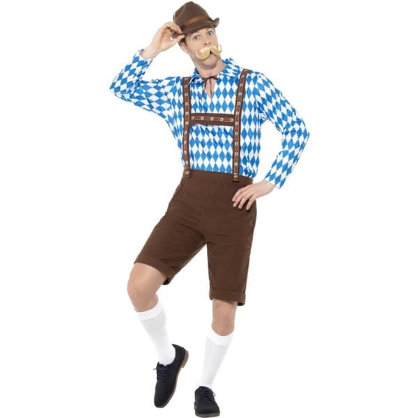 Smiffys Bayersk Öldräkt Set för Män M Blå/Brun Blue/Brown M