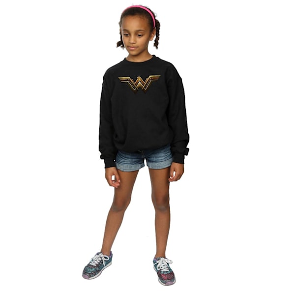 DC Comics Girls Justice League Movie Wonder Woman Emblem Sweatshirt Black 5-6 Years