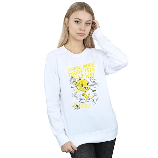 Looney Tunes Dam/Damer Tweety Pie More Puddy Tats Sweatshirt White L