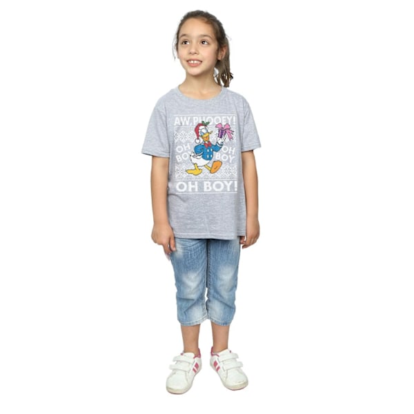 Disney Girls Donald Duck Jul Fair Isle Bomull T-shirt 5-6 Sports Grey 5-6 Years