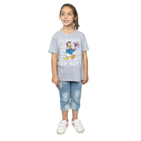 Disney Girls Donald Duck Jul Fair Isle Bomull T-shirt 7-8 Sports Grey 7-8 Years