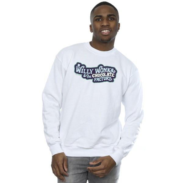 Willy Wonka Herr Chokladfabrik Logotyp Sweatshirt 3XL Vit White 3XL