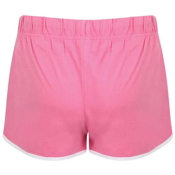 Skinni Fit Dam/Kvinnors Retro Träning / Fitness Sport Shorts Bright Pink/ White XS