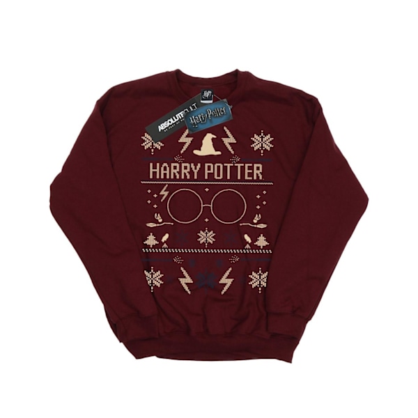 Harry Potter Julmönstrad Sweatshirt för Pojkar 3-4 År Bordeaux Burgundy 3-4 Years
