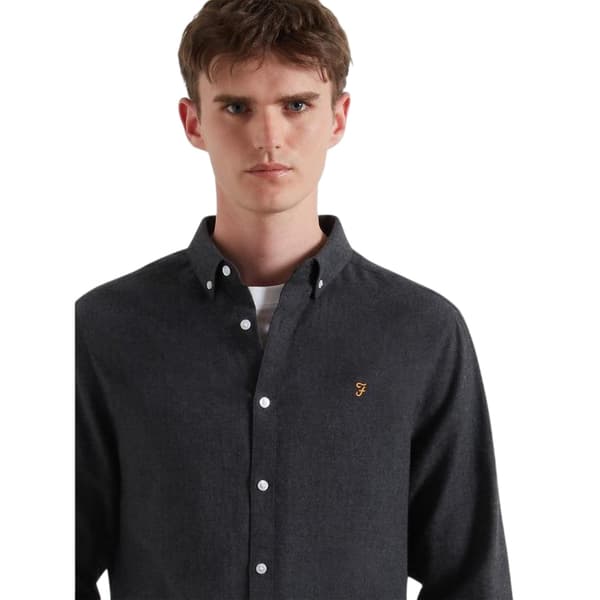 Farah Herr Milners Oxford Långärmad Button-Down Skjorta S Char Charcoal S