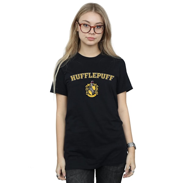 Harry Potter Dam/Kvinnor Hufflepuff Crest Bomull Boyfriend T- Black 4XL
