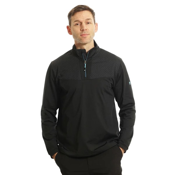 Island Green Herr Abstract Zip Neck Golf Base Layer Top L Svart Black/Charcoal L