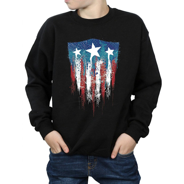 Marvel Boys Captain America Flag Shield Sweatshirt 7-8 år Blå Black 7-8 Years