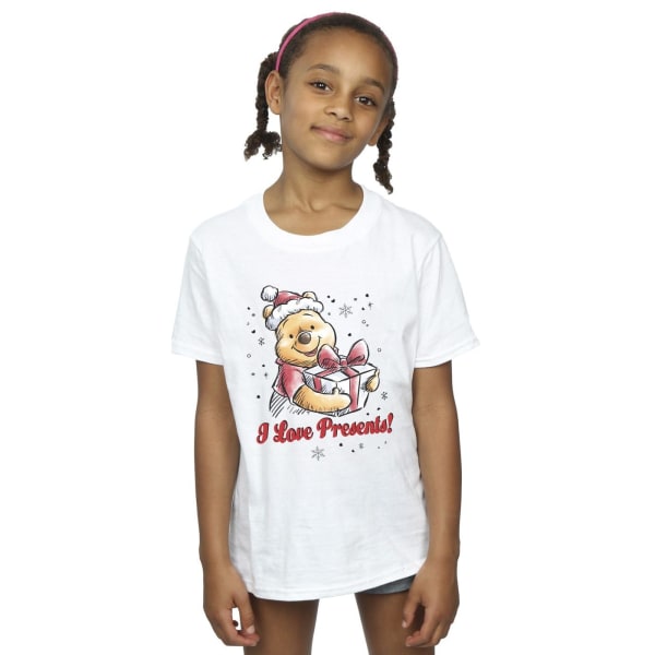 Disney Girls Winnie The Pooh Love Presents Bomull T-shirt 3-4 år White 3-4 Years